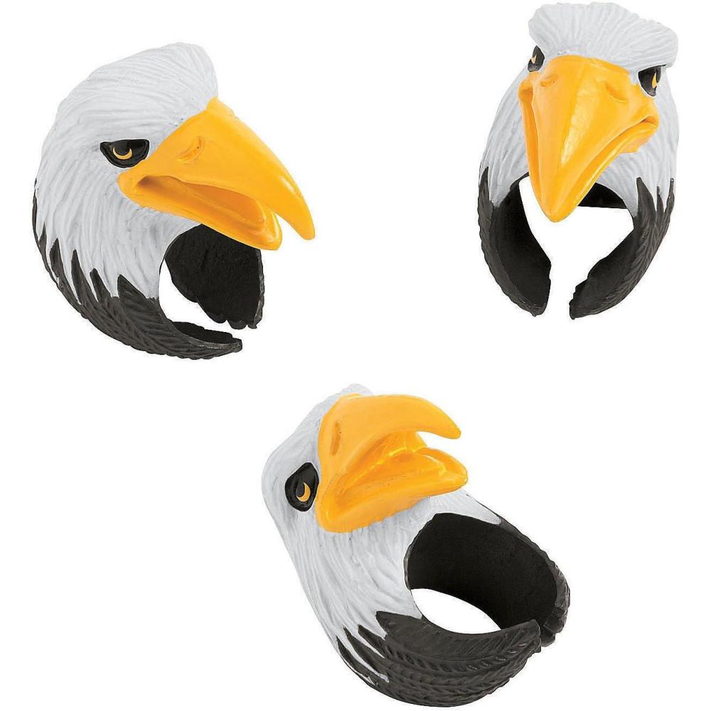 imageFun Express Bald Eagle Rings USA Patriotic and Fourth of July Jewelry Party Supplies Multicolor Set of 12