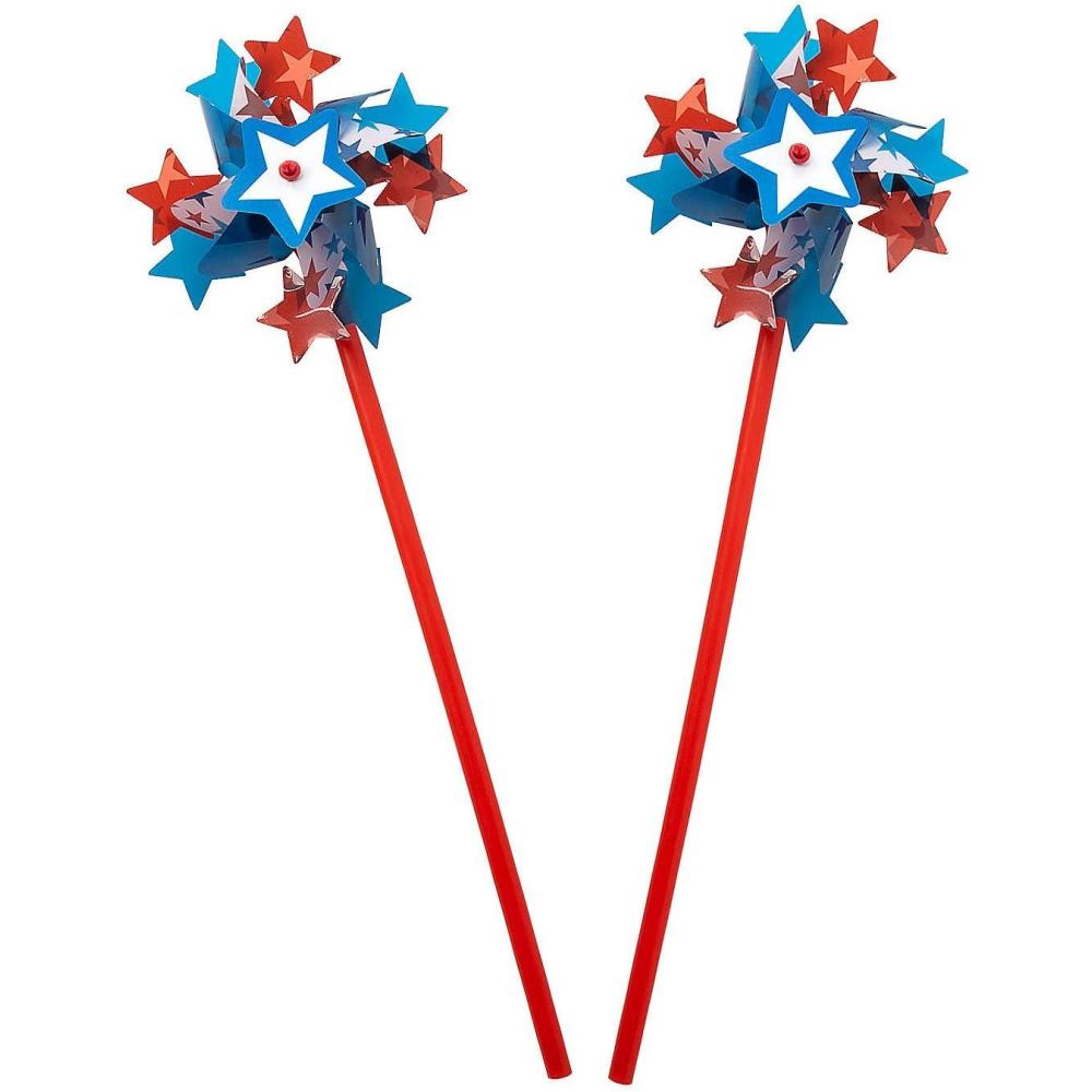 imageFun Express StarShaped Patriotic Pinwheels 36 Pieces Blue White Red