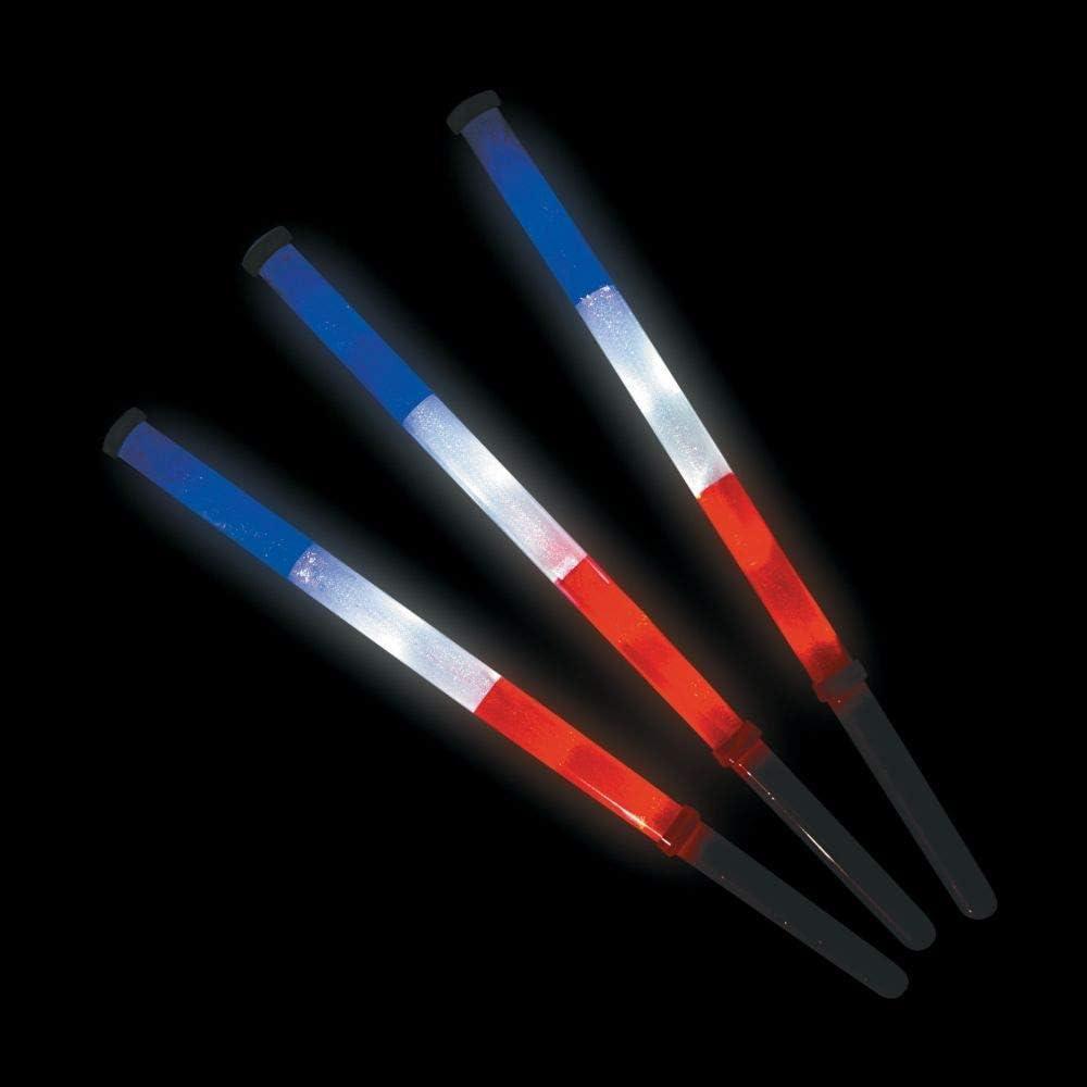 imageFun Express USA Patriotic Light Up Flashing Baton  Set of 6  Fourth of July Toys and Party Supplies