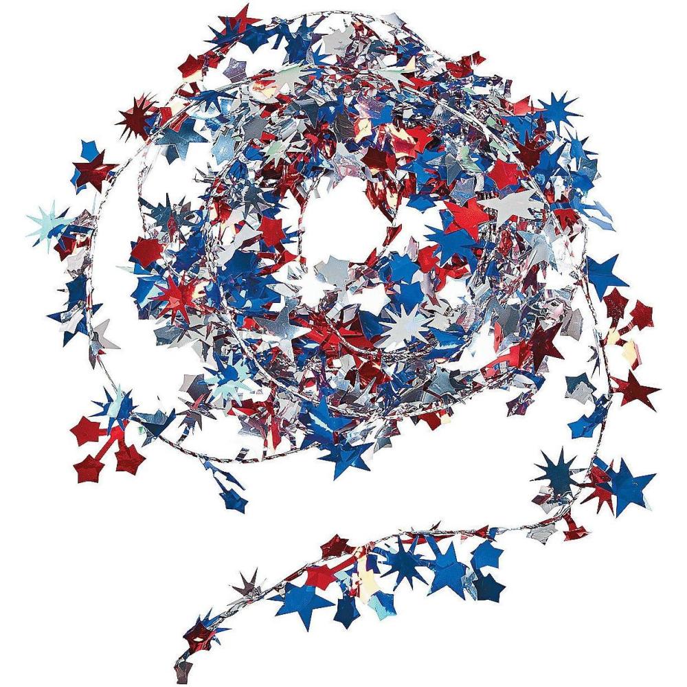 imagePatriotic Wire Star Garland for Fourth of July Party Decor 9 feet Long