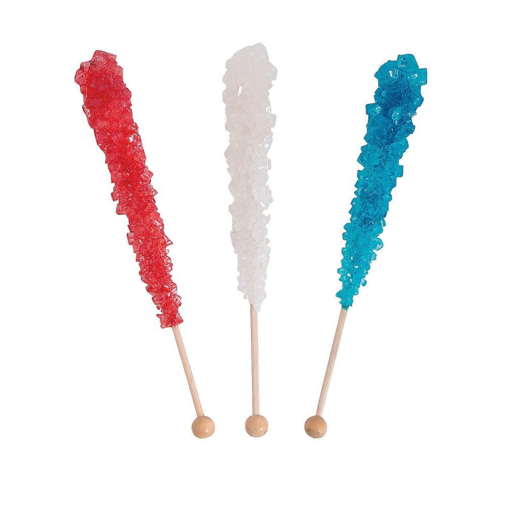 imageRed White and Blue Patriotic Rock Candy Sucker Pops Individually wrapped set of 12 Fourth of July Candy and Party Supplies