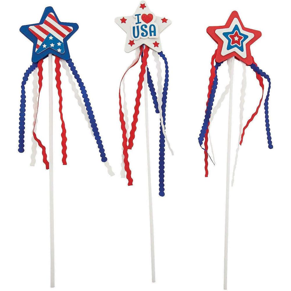 imageUSA Patriotic Wand Craft Kits for 4th of July Makes 12 Crafts for Kids and Fun Home Activities