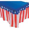 Fun Express American Flag Patriotic Table Skirt, Disposable Plastic – 4th of July Party Supplies – 1 Piece