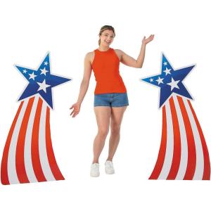 30″ x 54″ Patriotic Shooting Stars Cardboard Cutout Stand-Up Set – 2 Pieces