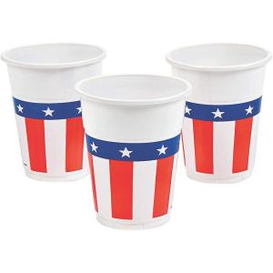 Fun Express Patriotic Design Disposable Cups, Bulk 50 Pack – USA Fourth of July Party Supplies