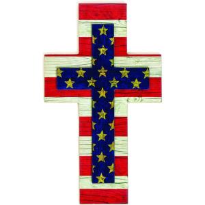 Fun Express Patriotic Wall Cross for Fourth of July (wood) Religious Home Decor
