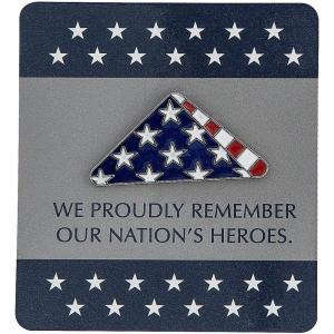 Patriotic Folded Flag Pins with Card – 12 Pieces