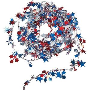 Patriotic Wire Star Garland for Fourth of July Party Decor (9 feet Long)