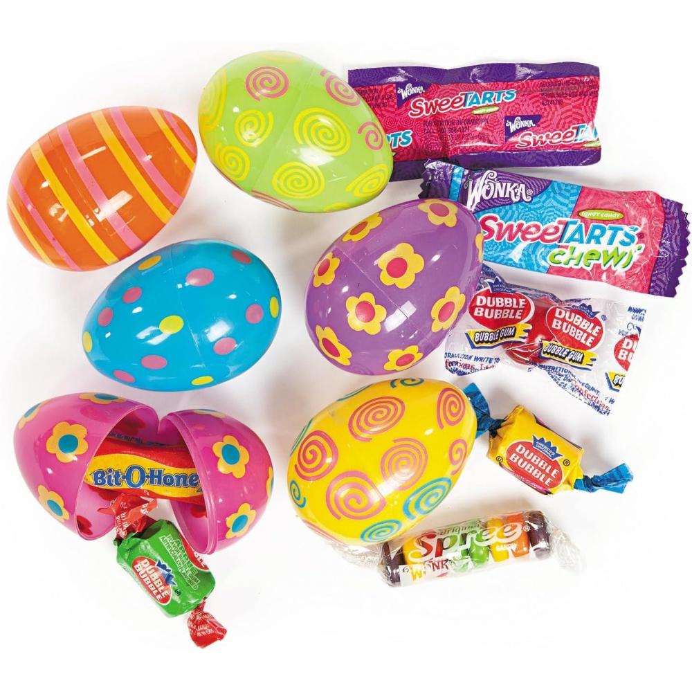 imageFun Express Candy Filled Easter Eggs Bulk 24 Pack  PreFilled Plastic Eggs with Assorted Sweet Treats for Easter Egg Hunt  Colorful Spring Party Supplies for Kids ampamp Family Celebrations