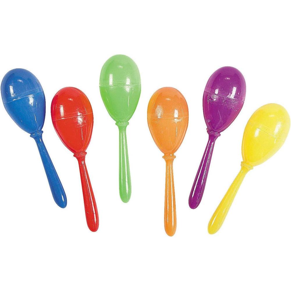 imageMini Maracas Bulk Set of 12 Each is 275 inch Size  Noise Makers and Feista Cinco de Mayo Party Favors