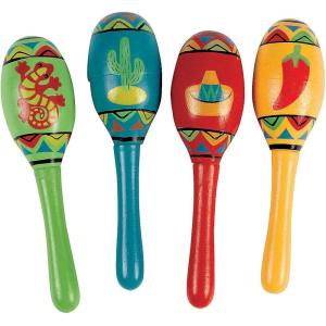Fun Express 12 Pieces- Wooden Fiesta Maracas- Educational and Learning Activities for Kids