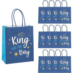 Fun Express 7 1/2″ x 9″ Medium Father’s Day King for the Day Paper Gift Bag, 12 Pieces