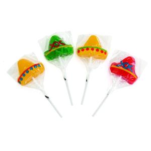 Fun Express Sombrero Suckers (Individually wrapped set of 12) Fiesta and Cinco de Mayo Candy – Multi Color