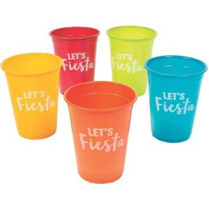Let’s Fiesta Plastic Cups – Bulk set of 50, each cup holds 16 oz – Cinco De Mayo and Party Supplies