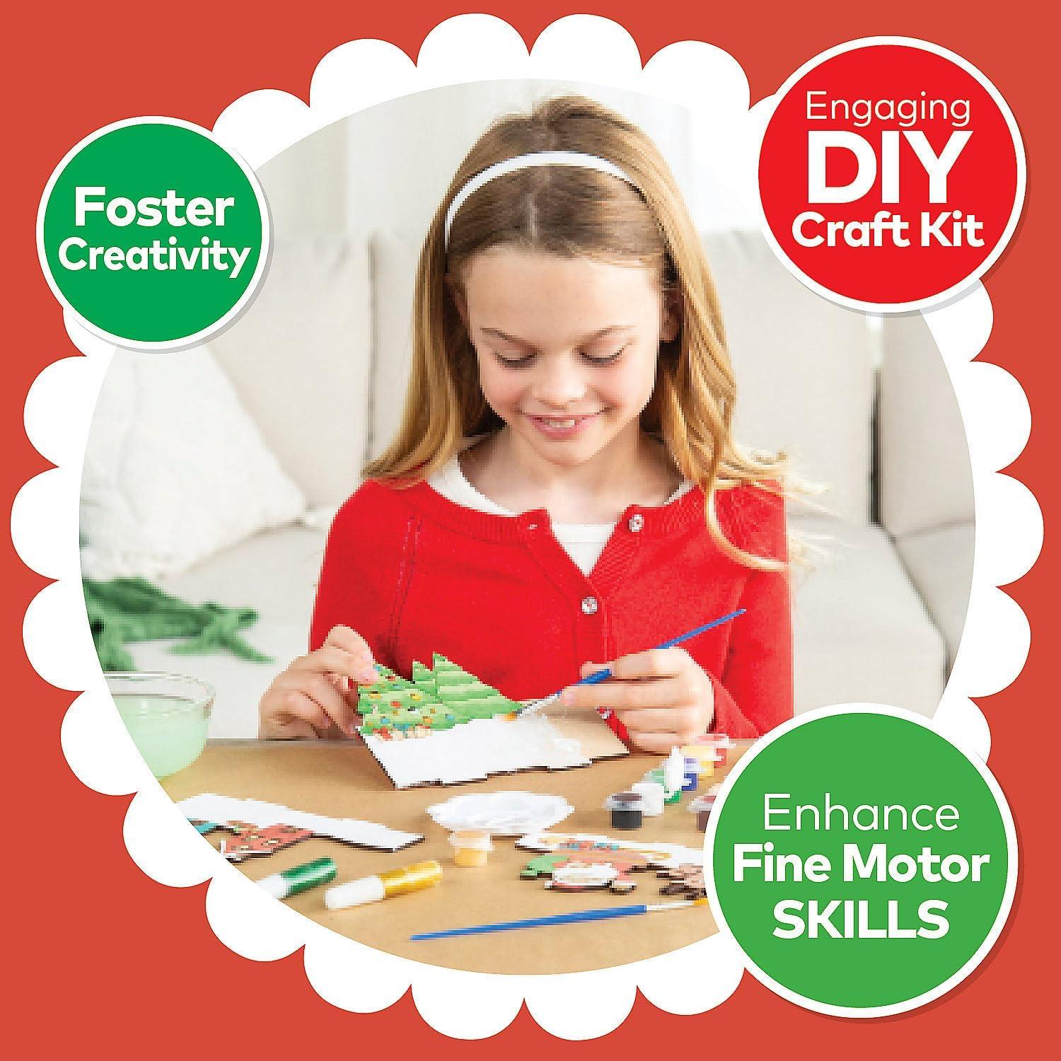 image3D DIY Christmas Wood Puzzle Painting Kit All In One Kids Craft Kit Stocking Stuffers Holiday Gifts Kids Activities For Holidays