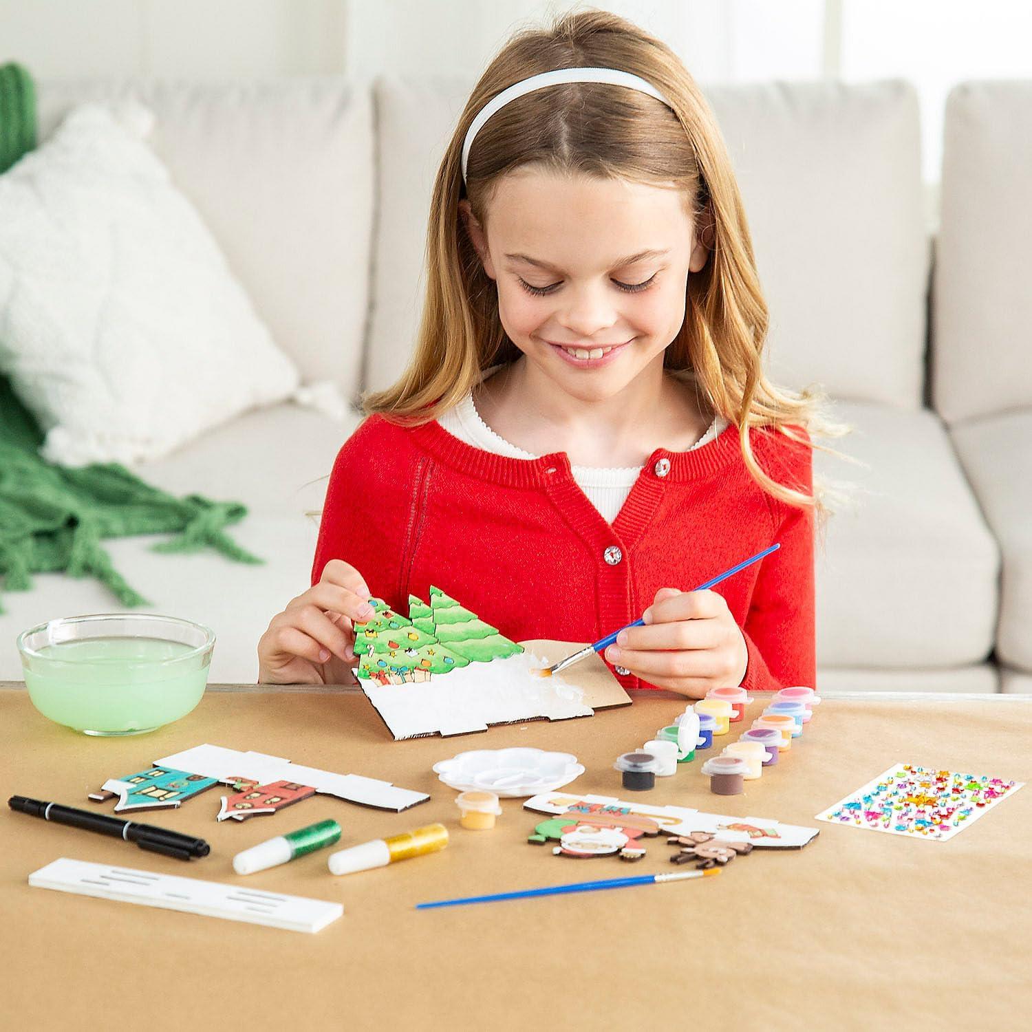 image3D DIY Christmas Wood Puzzle Painting Kit All In One Kids Craft Kit Stocking Stuffers Holiday Gifts Kids Activities For Holidays