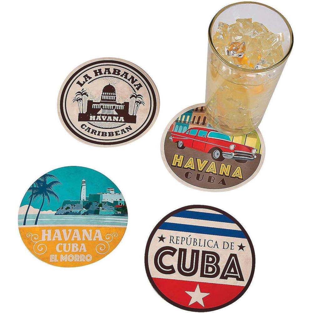 imageCuban Print Coasters Set of 12 Havana Nights Party Supplies