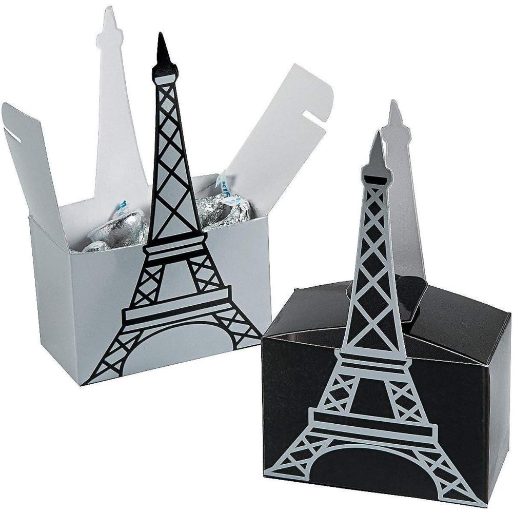 imageFun Express  Eiffel Tower Favor Boxes  Party Supplies  Containers ampamp Boxes  Paper Boxes  12 Pieces  White