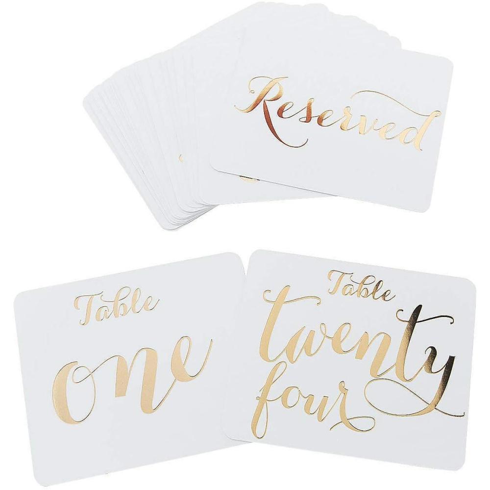 imageFun Express Gold Foil Table Numbers 124 for Wedding Party Supplies Favors Placecards And Holders Wedding 28 Pieces