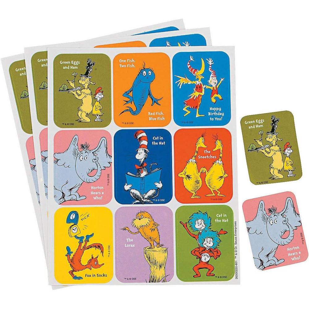 imageFun Express DR Seuss Character Stickers 36 Pack Educational Reward Stickers for Kids Classroom Teacher Supplies for Reading Motivation Birthday Party Favors ampamp Homeschool Incentives