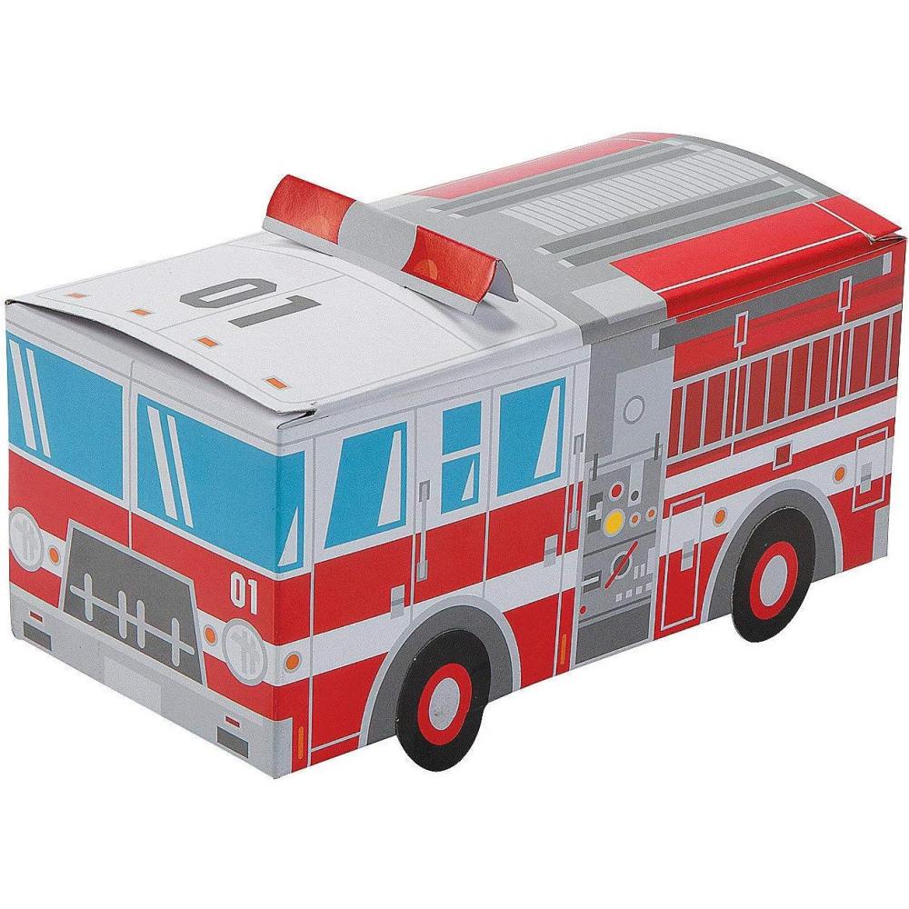 imageFun Express Firetruck Shaped Treat Box set of 12 Birthday Favor and Party Supplies