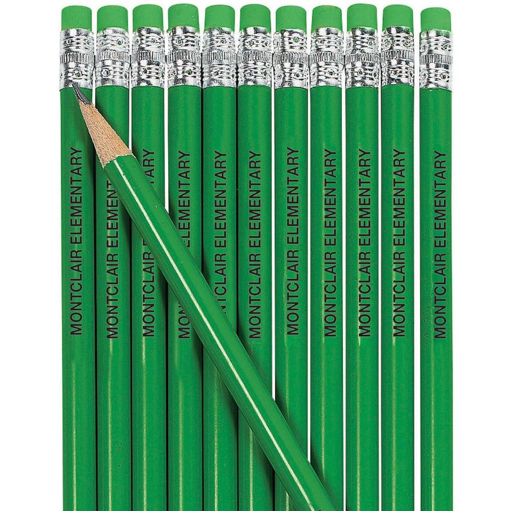 imageFun Express Personalized Pencils Gold 24 Pieces Teaching Writing Branded Office SuppliesGreen