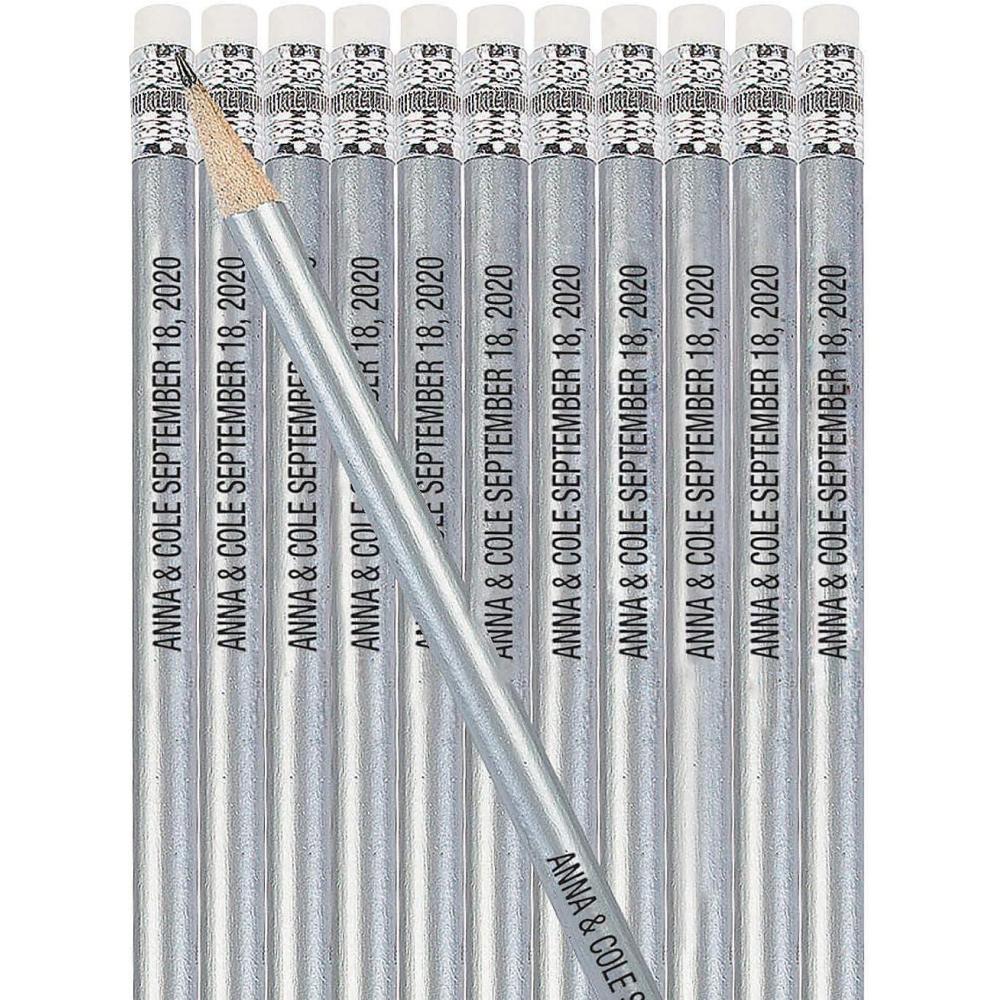 imageFun Express Personalized Pencils Gold 24 Pieces Teaching Writing Branded Office SuppliesSilver