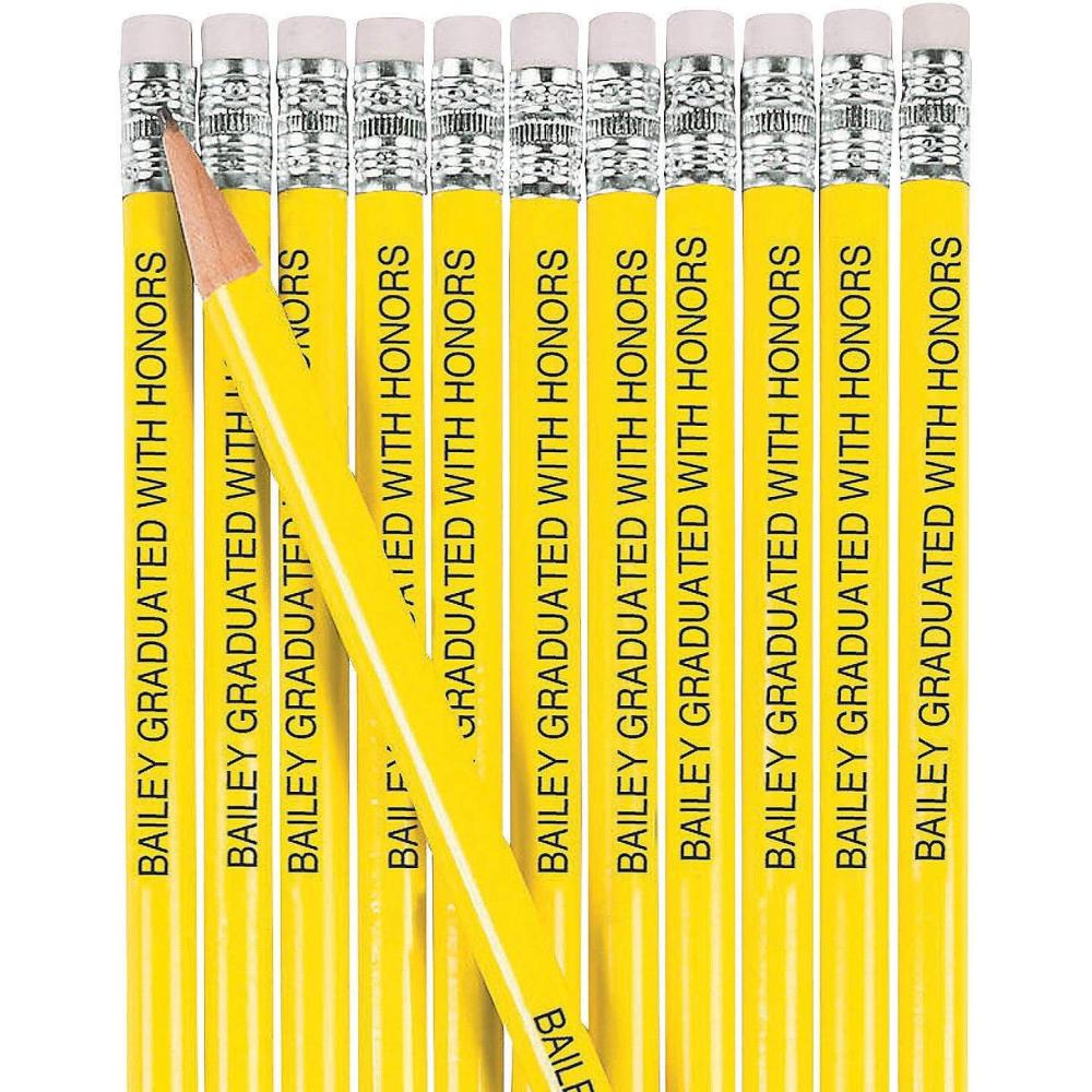 imageFun Express Personalized Pencils Gold 24 Pieces Teaching Writing Branded Office SuppliesYellow