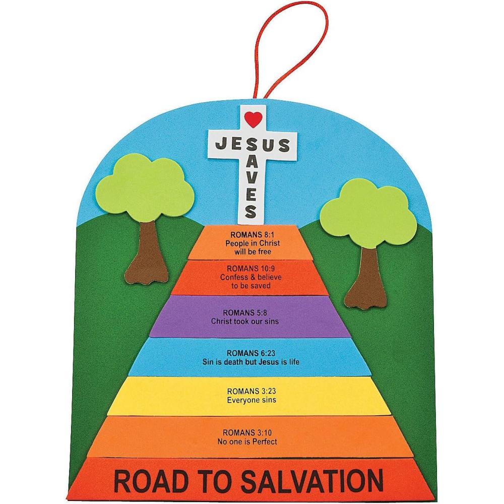 imageFun Express Romans Road Sign Craft Kit DIY Religious Crafts Kids Ideal for Sunday School Bible Lessons and FaithBased Activities Perfect for Religious Education and Church Projects 12 Pieces