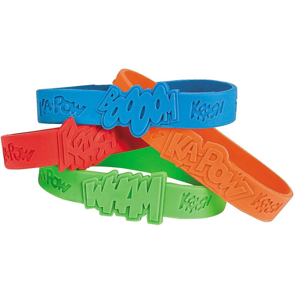 imageFun Express Superhero Saying Rubber Bracelets 24 Pieces Classroom Incentives School Store Supplies Party Favors