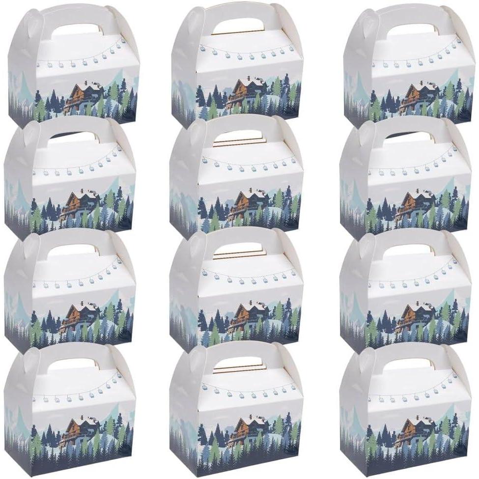 imageSki Chalet in the Mountains Cardstock Favor Boxes  625quot x 525quot Pack of 12  Perfect Party Supplies for SkiThemed Parties Winter Celebrations and Alpine Events