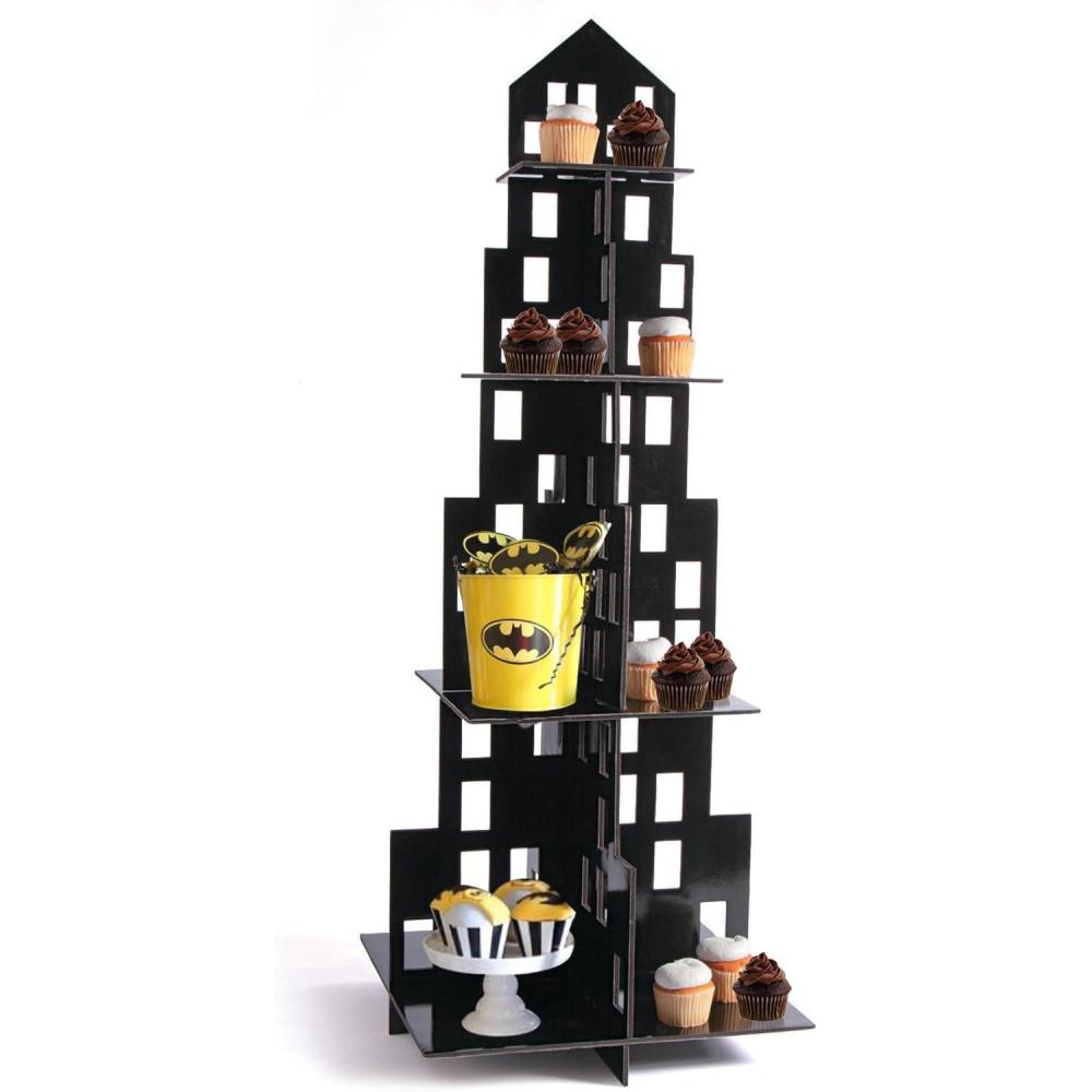imageSkyscraper Cupcake Stand 4 Tiers Superhero Party Supplies  Perfect for Your Superhero Firefighter Big City Themed Parties