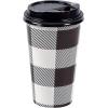 Fun Express Black/W Buffalo Plaid Coffee Cup – Party Supplies – Gifts Office Home Microwave Funny Novelty – Wall Drinking Cups – Holiday Birthday Table Supplies – 12 Pieces