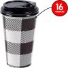 Fun Express Black/W Buffalo Plaid Coffee Cup – Party Supplies – Gifts Office Home Microwave Funny Novelty – Wall Drinking Cups – Holiday Birthday Table Supplies – 12 Pieces