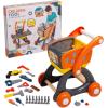 Fun Express Plastic Tool Cart with Play Pieces – Educational Tool Set for Kids, Kids Plastic Tools for Kids with Play Accessories – Educational Pretend Play for Children, Portable Educational Toy