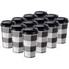 Fun Express Black/W Buffalo Plaid Coffee Cup – Party Supplies – Gifts Office Home Microwave Funny Novelty – Wall Drinking Cups – Holiday Birthday Table Supplies – 12 Pieces