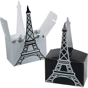 Fun Express – Eiffel Tower Favor Boxes – Party Supplies – Containers & Boxes – Paper Boxes – 12 Pieces – White