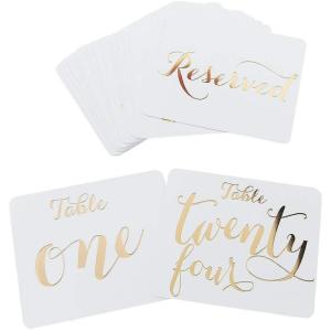 Fun Express – Gold Foil Table Numbers 1-24 for Wedding – Party Supplies – Favors – Placecards And Holders – Wedding – 28 Pieces