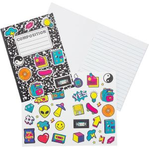 Fun Express 90s Theme Composition Journals with Stickers – 12 Pieces