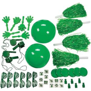 Fun Express Green School Spirit Assortment – Bulk 50 Piece Set – Hand clappers, Whistles, megaphones, pom-poms and More – School Spirit Supplies