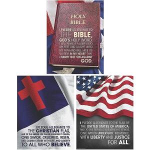 Fun Express Religious Pledge Poster Set – 3 Pieces – Pledge your love to America and God – Sunday and Religious School Decor