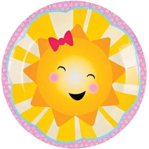 Fun Express You Are My Sunshine Party Paper Dessert Plates – Sunshine Dinner Plates – Disposable Tableware for Sun Birthday Party Supplies Baby Shower Birthday Decorations – 8 Pieces