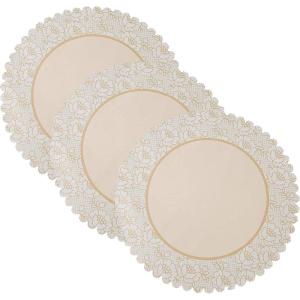 Shabby Chic Lace Placemats – Bulk Set of 50, Disposable Paper – Vintage Party Supplies, Ivory/Nude