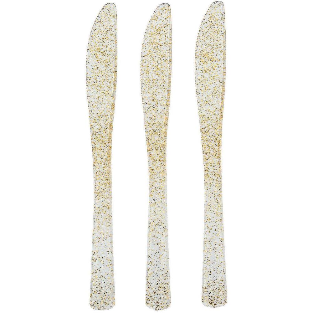 imageFun Express Gold Glitter Plastic Knives 48 Ct Party Supplies 48 Pieces