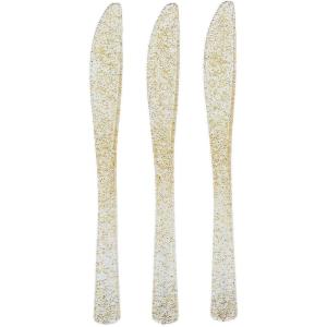 Fun Express Gold Glitter Plastic Knives – 48 Ct. – Party Supplies – 48 Pieces