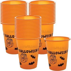 Fun Express Happy Halloween Disposable Cups (50 cups holds 16 oz) Bulk Halloween Party Supplies