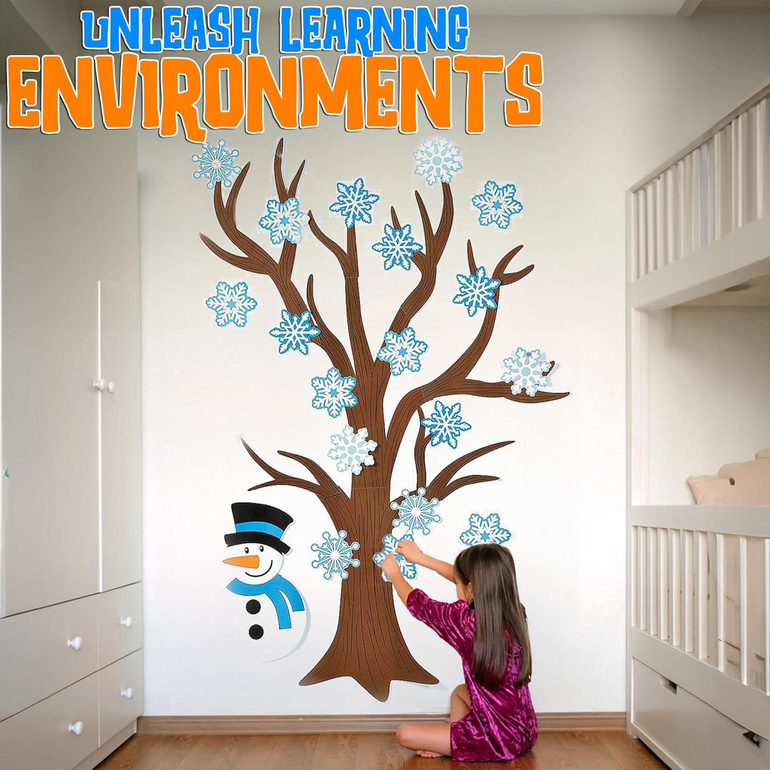 imageClassroom Giant Tree with Seasonal Cutouts 137 Pieces of SpringSummer Fall and Winter 5 feet Tall Classroom Decor