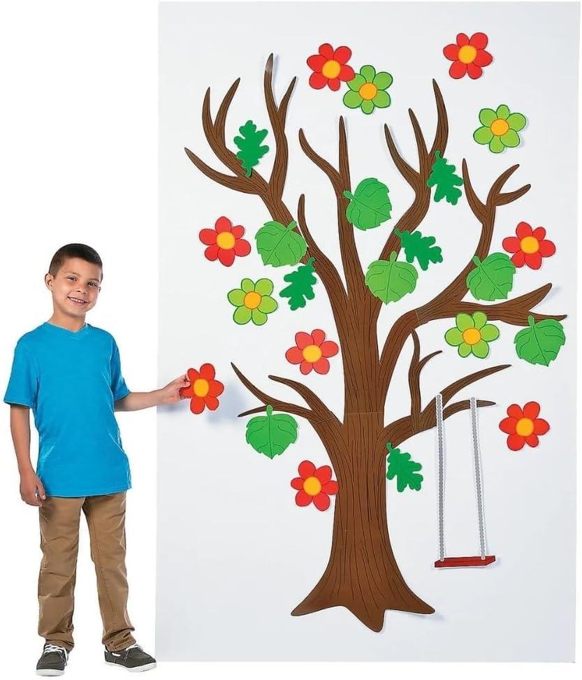 imageClassroom Giant Tree with Seasonal Cutouts 137 Pieces of SpringSummer Fall and Winter 5 feet Tall Classroom Decor