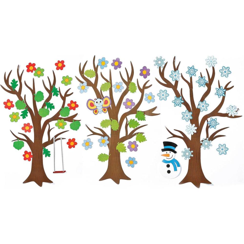 imageClassroom Giant Tree with Seasonal Cutouts  137 Pieces of SpringSummer Fall and Winter  5 feet Tall  Classroom Decor
