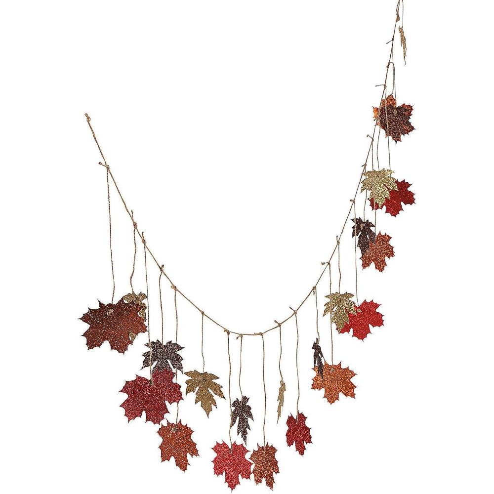 imageFun Express  Glittered Maple Leaves Garland for Fall  Party Decor  Hanging Decor  Garland  Fall  1 Piece